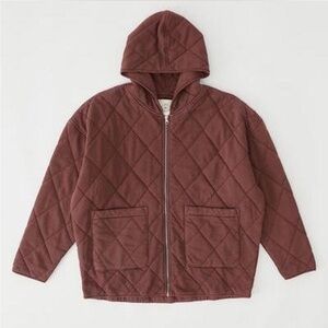Urban Outfitters Maroon Freja Quilted Hooded Jacket